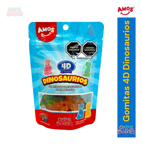 Amos Gomitas De Dinosaurios 4d Sabores Surtidos 72g