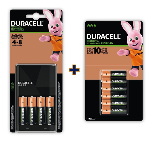 Cargador Duracell + 10 Pilas Aa Recargables 2500 Mah