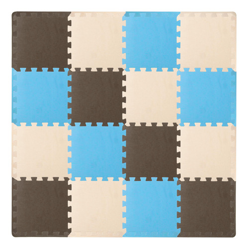 Moqueta De Ejercicio Puzzle De Espuma Eva Para Gimnasio Blue/brown/beige - 16 Tiles