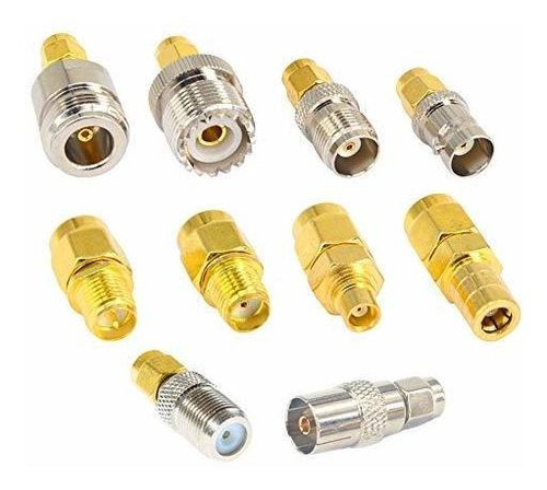 Juego 10 Conector Sma Dama Rf Coaxial Uhf Bnc Mcx Tv Smb