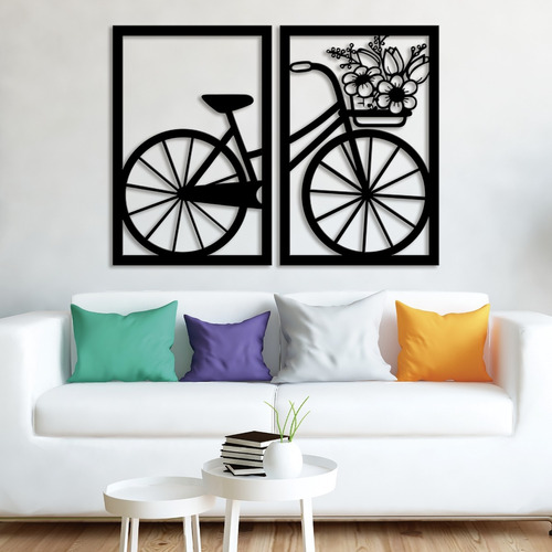 Quadro Decorativo Flores Bicicleta Sala Decoração De Parede