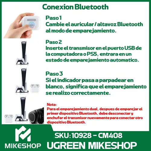Transmisor Bluetooth 5.0 Para Nintendo Switch Ps5 4 Ugreen