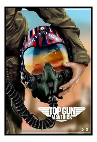 Cuadro Premium Poster 33x48cm Casco Iconico Top Gun