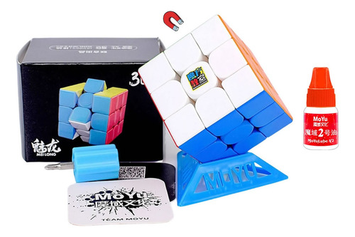 Cubo Rubik 3x3 Moyu Meilong Magnetico +base+destor+lubricant