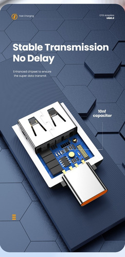 Imagen 8 de 10 de Adaptador Otg Usb Hembra A Usb C 10a 240w Max Usb 3.0