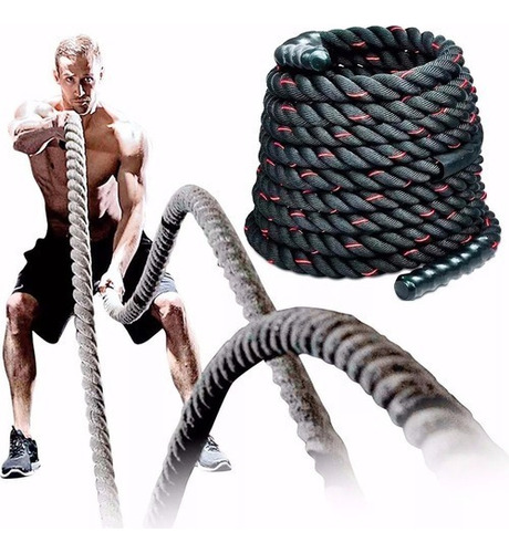 Cuerda Crossfit - Funcional Battle Rope 38 Mm X 10 Mt Negro