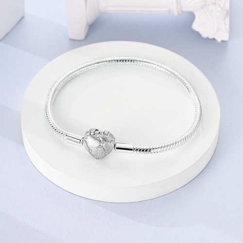 Pulseira Banhado Prata 925 Coração Berloques - Mirage Joias