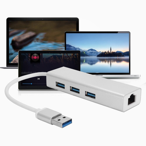 Placa De Rede Usb 3.0 Gigabit Nic+3*usb Hub High Transmissio