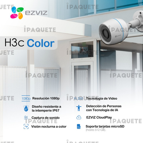 Imagen 2 de 10 de Kit X2 Cámara Seguridad Wifi Ip Nocturna Color Exterior +64g