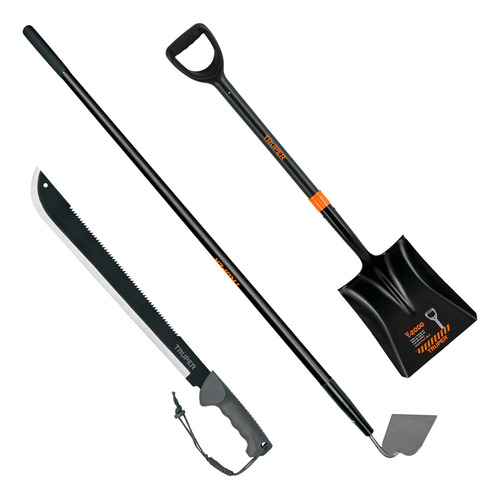 Combo De Pala Cuadra - Machete Doble Filo Y Azadón Jardinero Color Amarillo