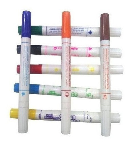 Imagen 3 de 3 de Marcadores De Colores Con Sello Mágico Pizzini Pack Caja X 8 Unidades