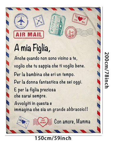 Manta Con Letras Italianas Para Papá Y Mamá Para Mi Hijo Y M