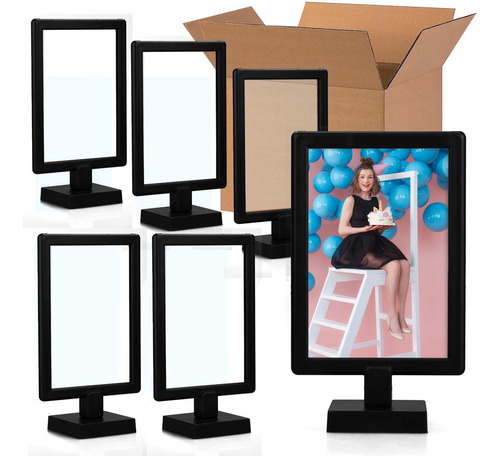 Kit 20un Porta Retrato 10x15 Display Duplo  Preto