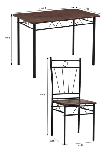 Juego De Comedor 4p Verona Negro 74x70x110 Cm