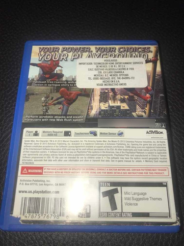 Videojuego The Amazing Spiderman Para Psvita (Usado)