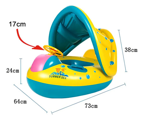 Boia Cobertura Cabana Amarela Inflável Flutuante Infantil 15kg