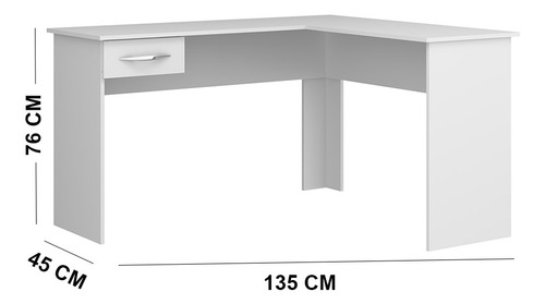 Mueble Escritorio En L Con 1 Cajon Modelo 0703 Color Blanco