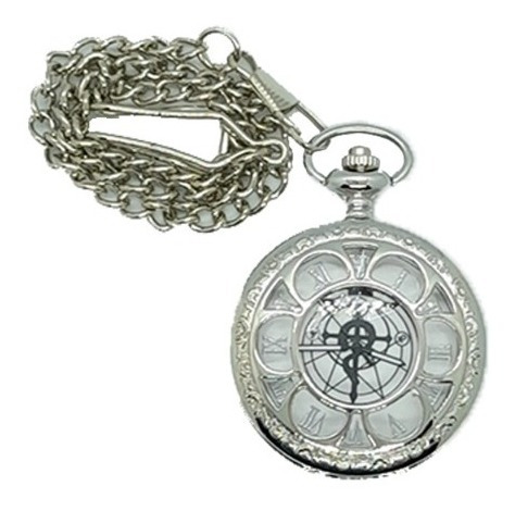 Imagen 2 de 4 de Reloj De Bolsillo Fullmetal Alchemist Cosplay Plateado Fma