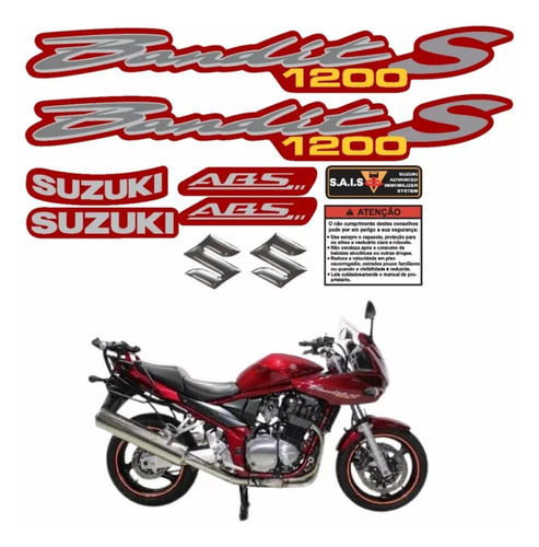 Kit Adesivos Bandit 1200s 2007 2009 Vermelha Compatível F975