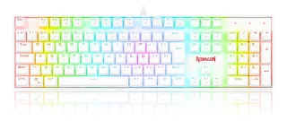 Teclado Gamer  Redragon Mitra Rgb Branco Switch Azul