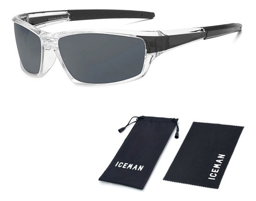 Óculos De Sol Polarizado Uv Esportivo Espelhado Iceman 210 Haste Cinza-escuro