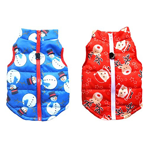 2 Piezas De Chaqueta De Algodón Acolchado Perros Navid...