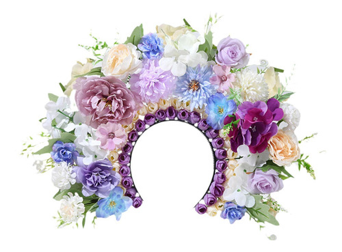 Kit De Diadema De Diadema De Flores Artificial De Púrpura