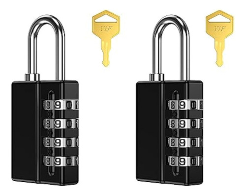 Candado De Combinacion Con Llaves 2 Piezas Para Gimnasio Gym Negro