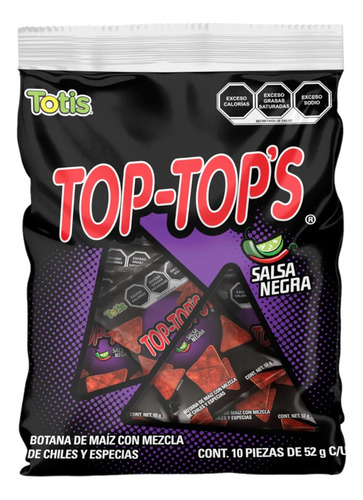 Top-tops Totopos Totis Salsa Negra 10 Pz 52 G C/u