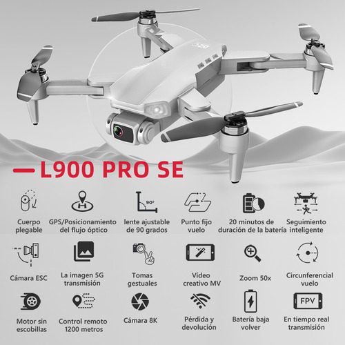 Drone Lyzrc L900 Pro Con Dual Cámara 8k Gris 5ghz 3 Batería
