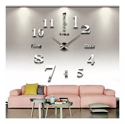 Nevada tornado Embutido Reloj 3d Gigante 140cm Pared Decor Espejo Black Ingles | Cuotas sin interés