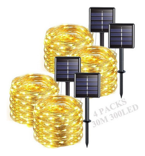 20m 200led Luces Solares Navideñas, Impermeable 4 Piezas