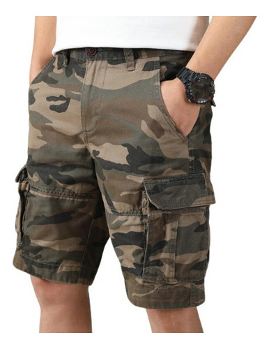 Shorts Camuflados Casuais De Trabalho Reto Masculino