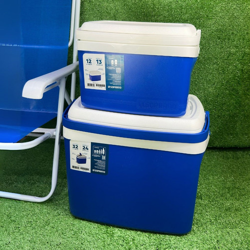 Combo 2 Caixas Cooler Térmica 32 E 12 Litros Azul - Soprano
