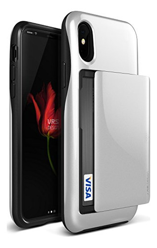 Vrs Design Caso iPhone X, [silver] Caja De Wallet Protegedor