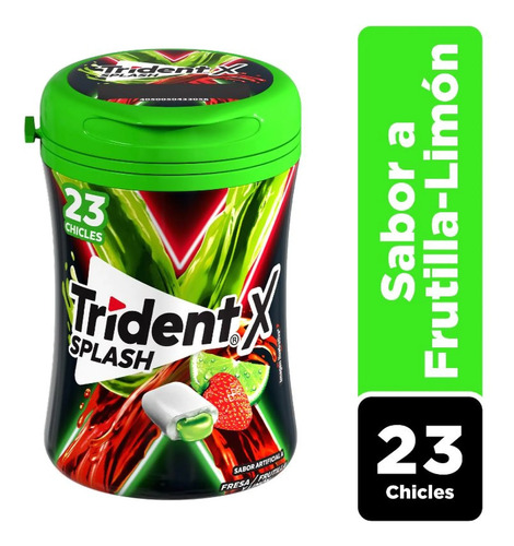 Chicles Trident X Splash - Fresa Limón - Botella × 44,6g