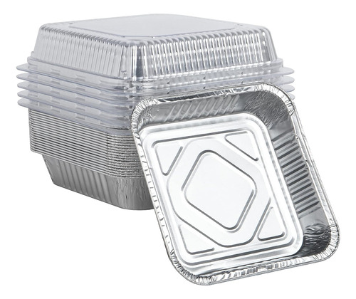 8 X 8 Sartenes De Papel De Aluminio Con Tapas, Paquete De...