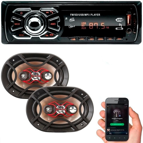 Aparelho Rádio Mp3 Player Automotivo Bluetooth + Falante 6x9