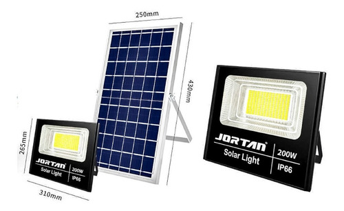 Imagen 3 de 6 de Reflector Led Recargable Con Panel Solar 200w Grande Potente