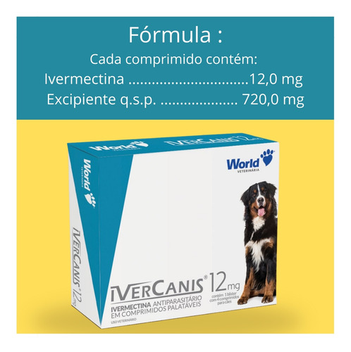 Remédio Ivercanis 12 Mg - Carrapato Antipulga 4 Comprimidos