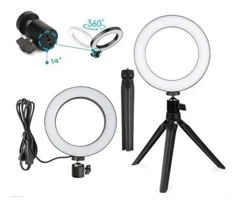 Imagen 2 de 12 de Ring Aro Luz Led Hügel Streaming Usb 16cm Soporte