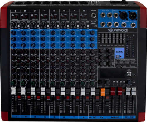 Mesa De Som 10 Canais Soundvoice Ms-10.4 Safira Plus