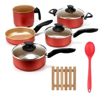 Comprar Jogo De Panelas 05 Pçs Antiaderentes + 05 Descansos + Colher