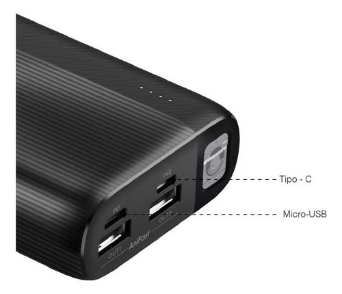 Power Bank Oraimo 20000mah Negro Linterna Luz Led
