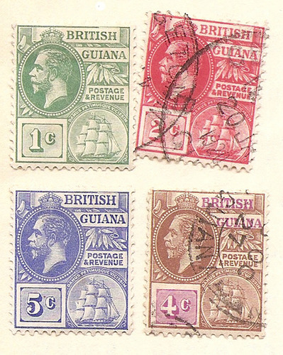 Guiana Guyana Inglesa 2v Nuevo Sin Goma + 2 Usado Año 1913/7