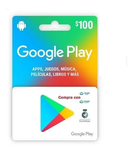 Imagen 1 de 1 de Tarjetas De Regalo Google Play De 100
