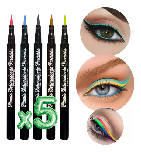 Delineador De Color Punta Fina Maquillaje Larga Duración 1pz Acabado Mate Color