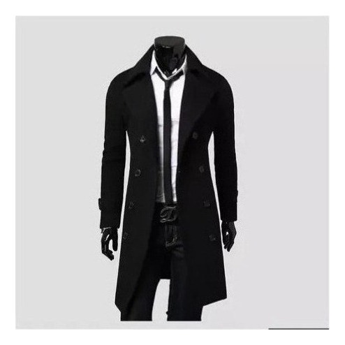 Abrigo De Hombre Delgado Elegante Gabardina Doble Botonadura