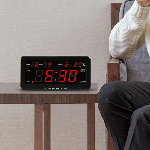 Pantalla De Temperatura De Reloj De Pared Digital Rojo