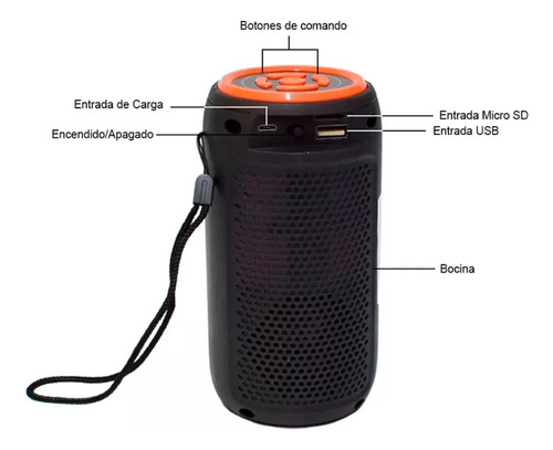Bocina Bluetooth Inalámbrica Con Radio Fm Y Luz Led Parlante Rgb Cambia De Color Flame Lught Recargable Gts-1732